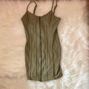 Olive Green Corset-Style Dress